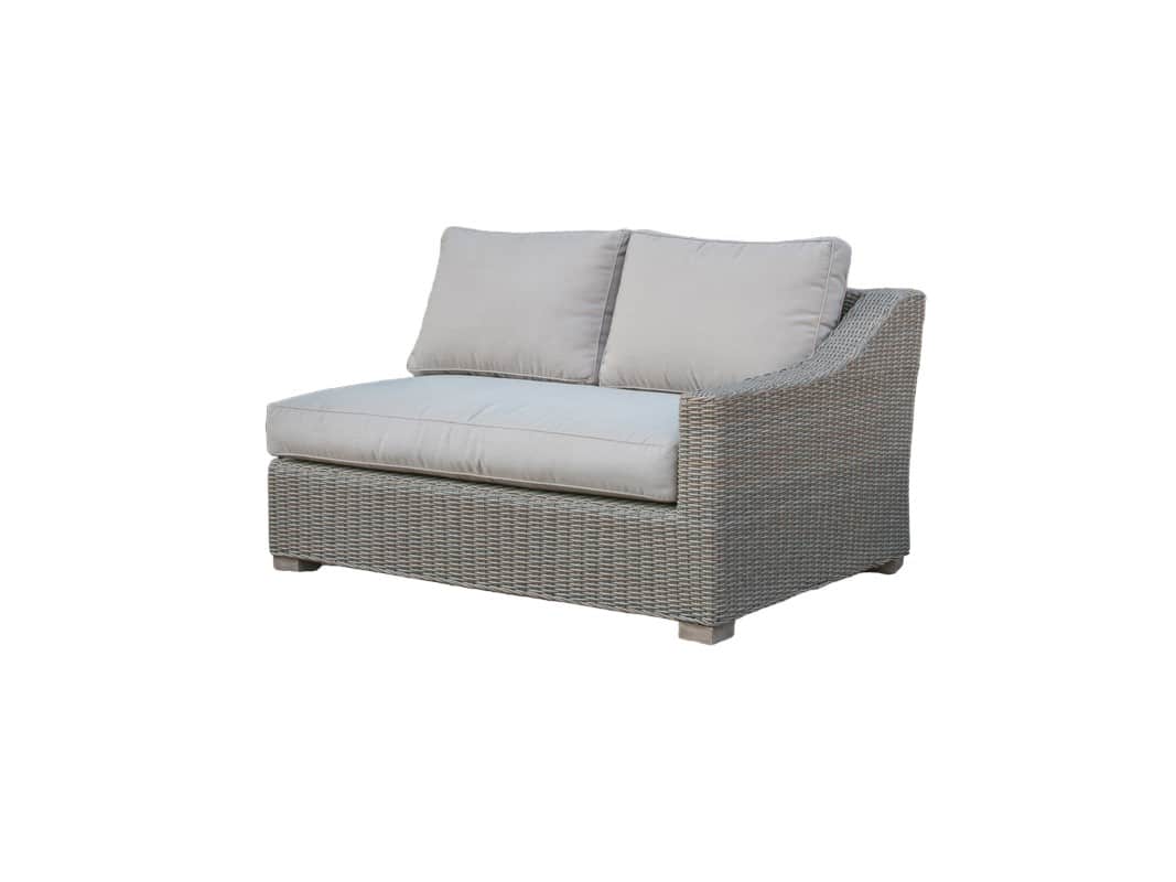 Three Piece Outdoor Gray Rattan Sectional Seating Group with Beige Cushions - Image 4