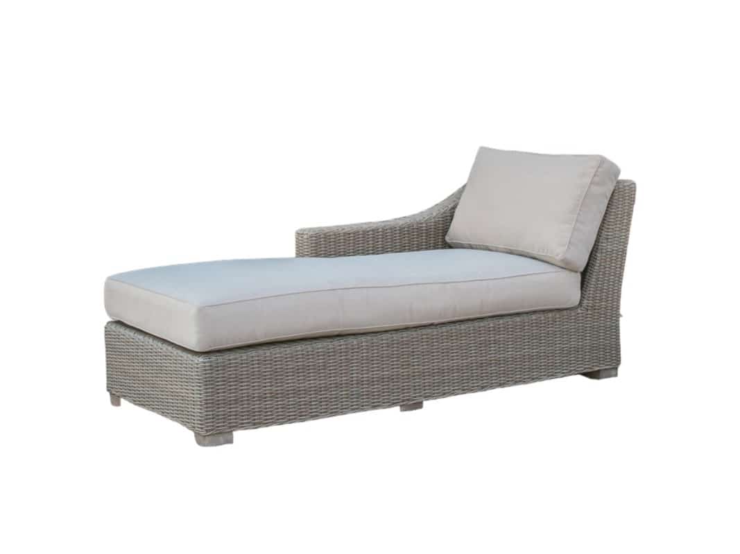 Three Piece Outdoor Gray Rattan Sectional Seating Group with Beige Cushions - Image 5