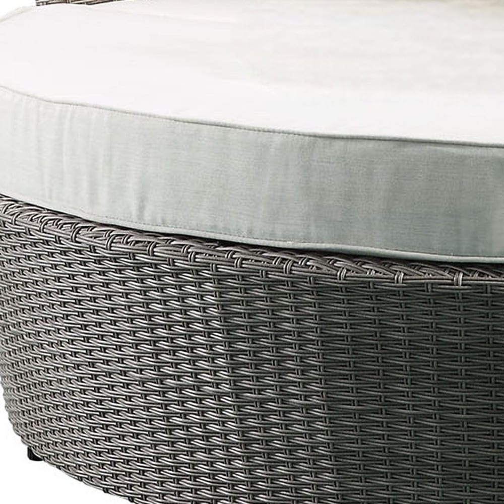 Set Of Two Beige Fabric And Gray Wicker Patio Canopy Daybed - Image 5