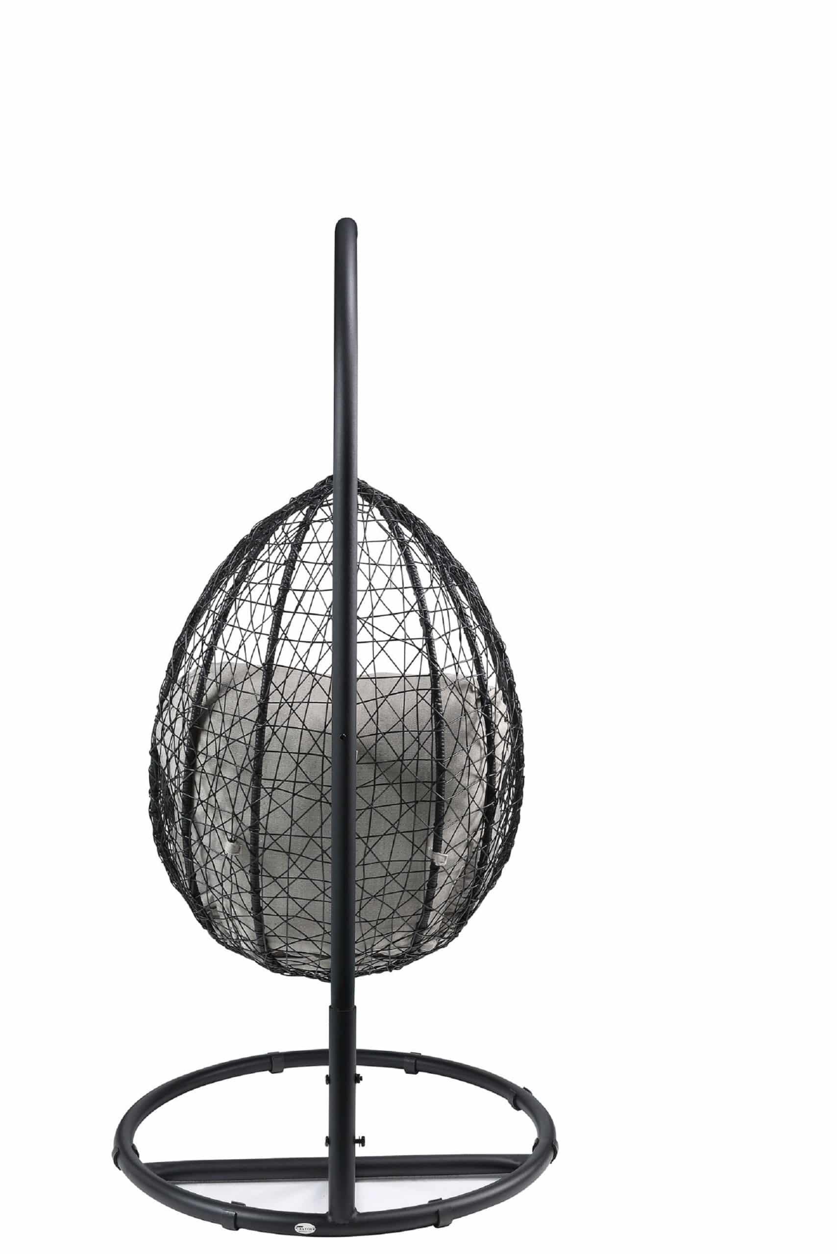38" Black Metal Swing Chair With Beige Cushion - Image 5