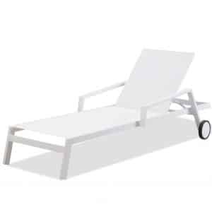 Set Of 2 White Modern Aluminum Chaise Lounges