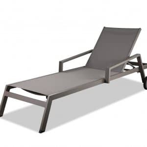 Set Of 2 Taupe Modern Aluminum Chaise Lounges