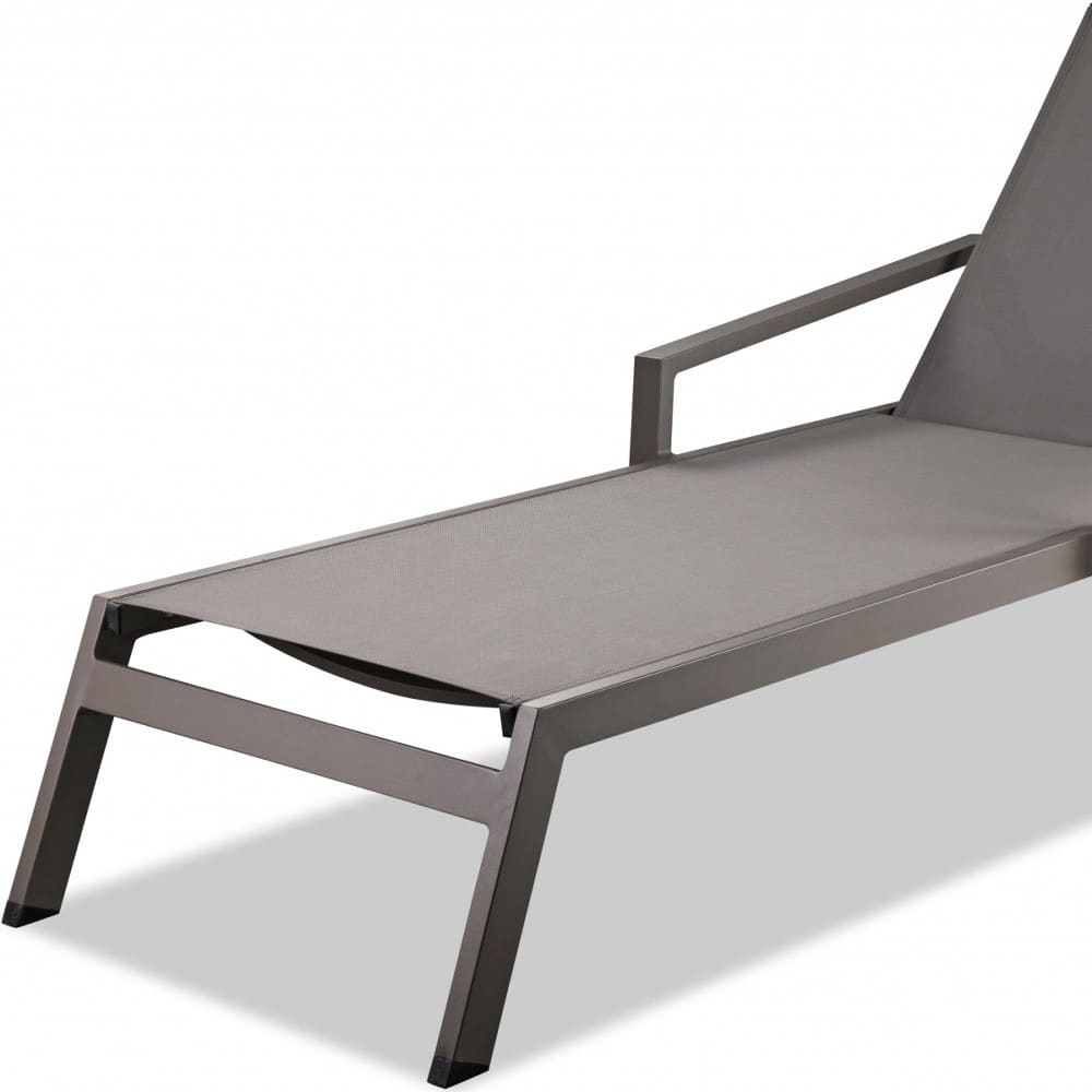 Set Of 2 Taupe Modern Aluminum Chaise Lounges - Image 3