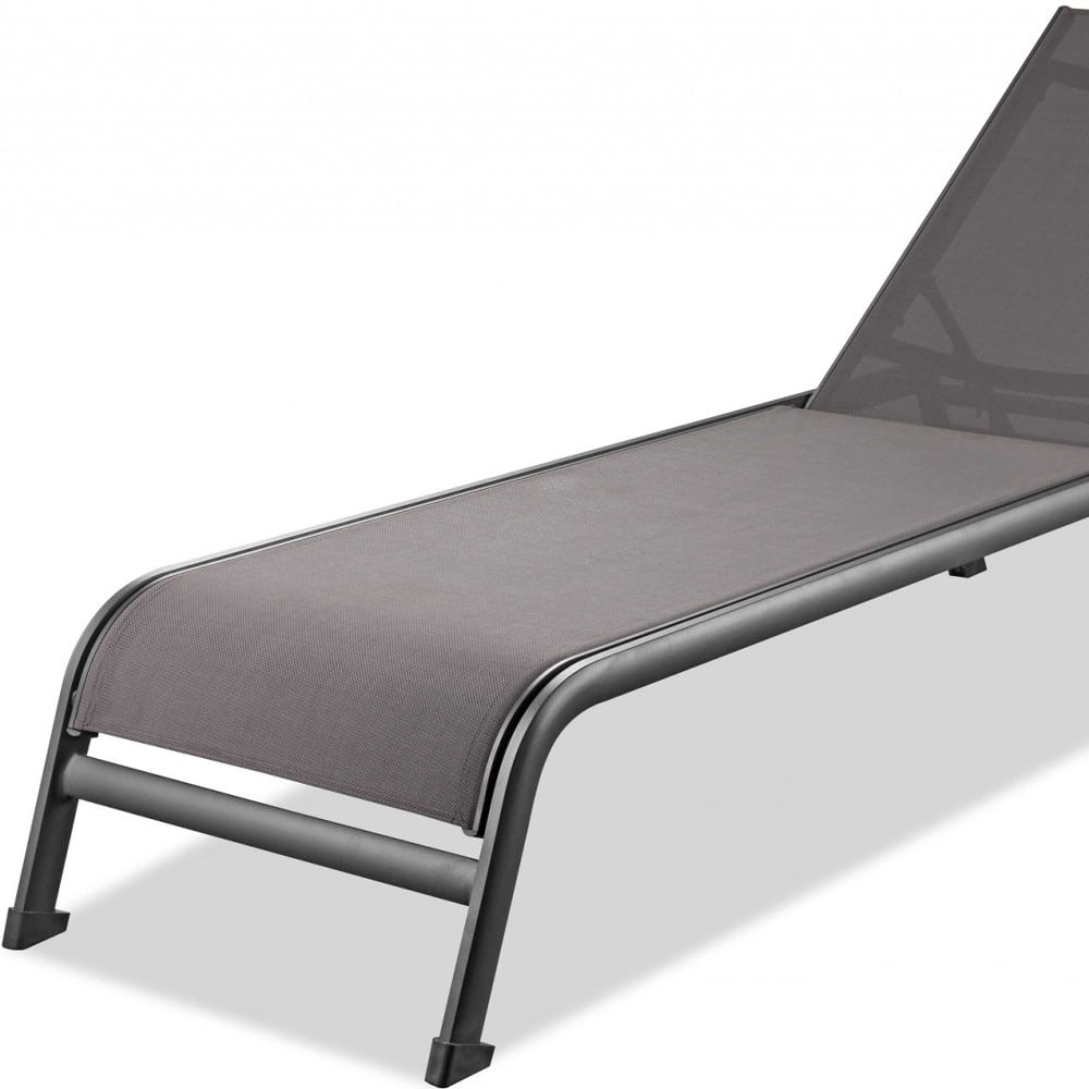 Set of Two 23" Taupe Metal Outdoor Chaise Lounge - Image 5