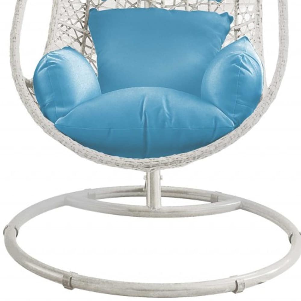 40" Blue and Steel stand finished Metal Outdoor Swing Chair with Blue Cushion - Image 4