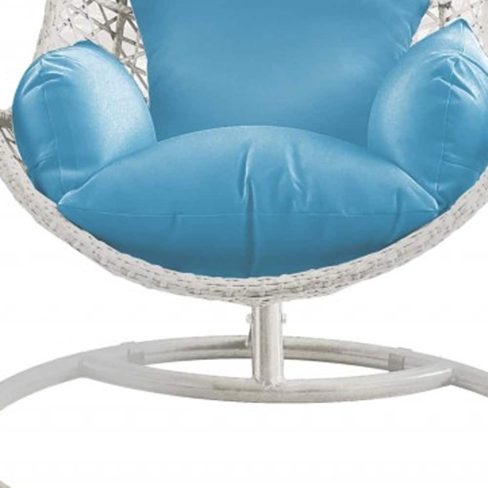 40" Blue and Steel stand finished Metal Outdoor Swing Chair with Blue Cushion - Image 5