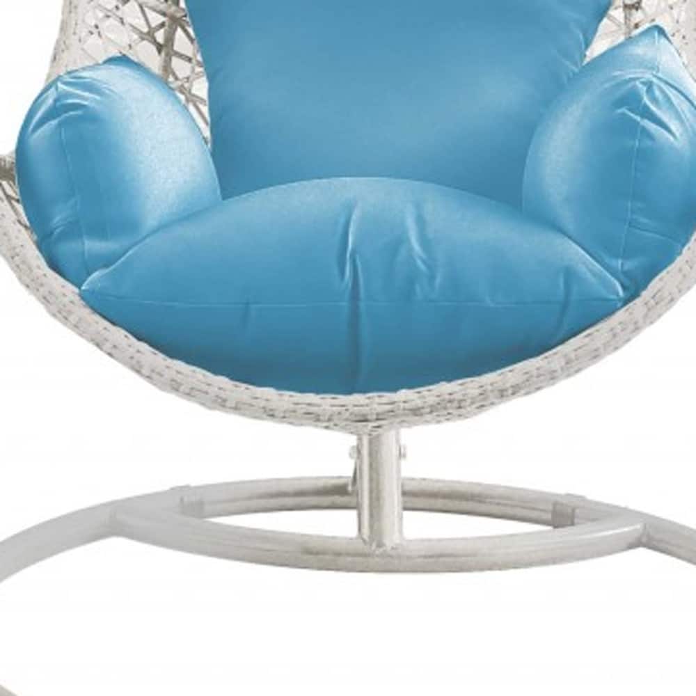 40" Blue and Steel stand finished Metal Outdoor Swing Chair with Blue Cushion - Image 6