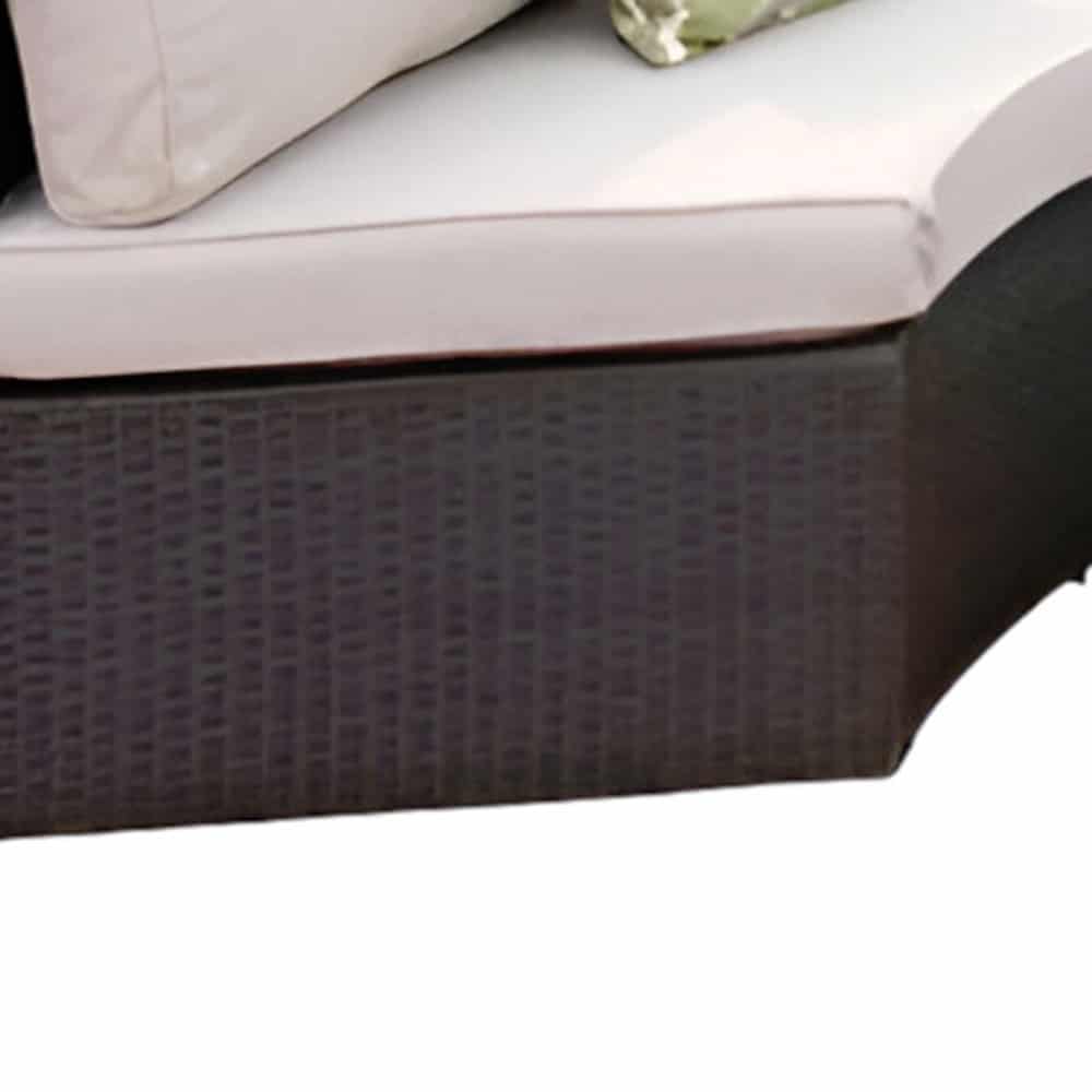 Six Piece Outdoor Black Wicker Sectional Seating Group with Beige Cushions - Image 3