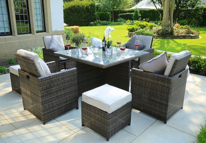 Nine Piece Clear and Gray Glass Dining Set - Image 2