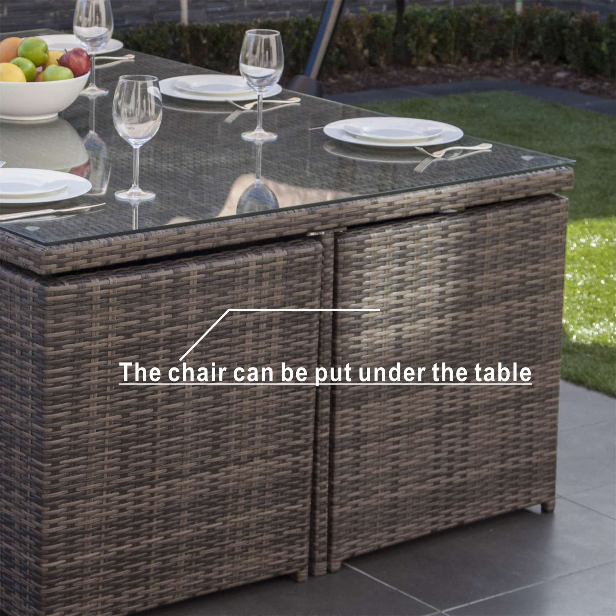 11 Piece Clear and Gray Glass Dining Set - Image 9