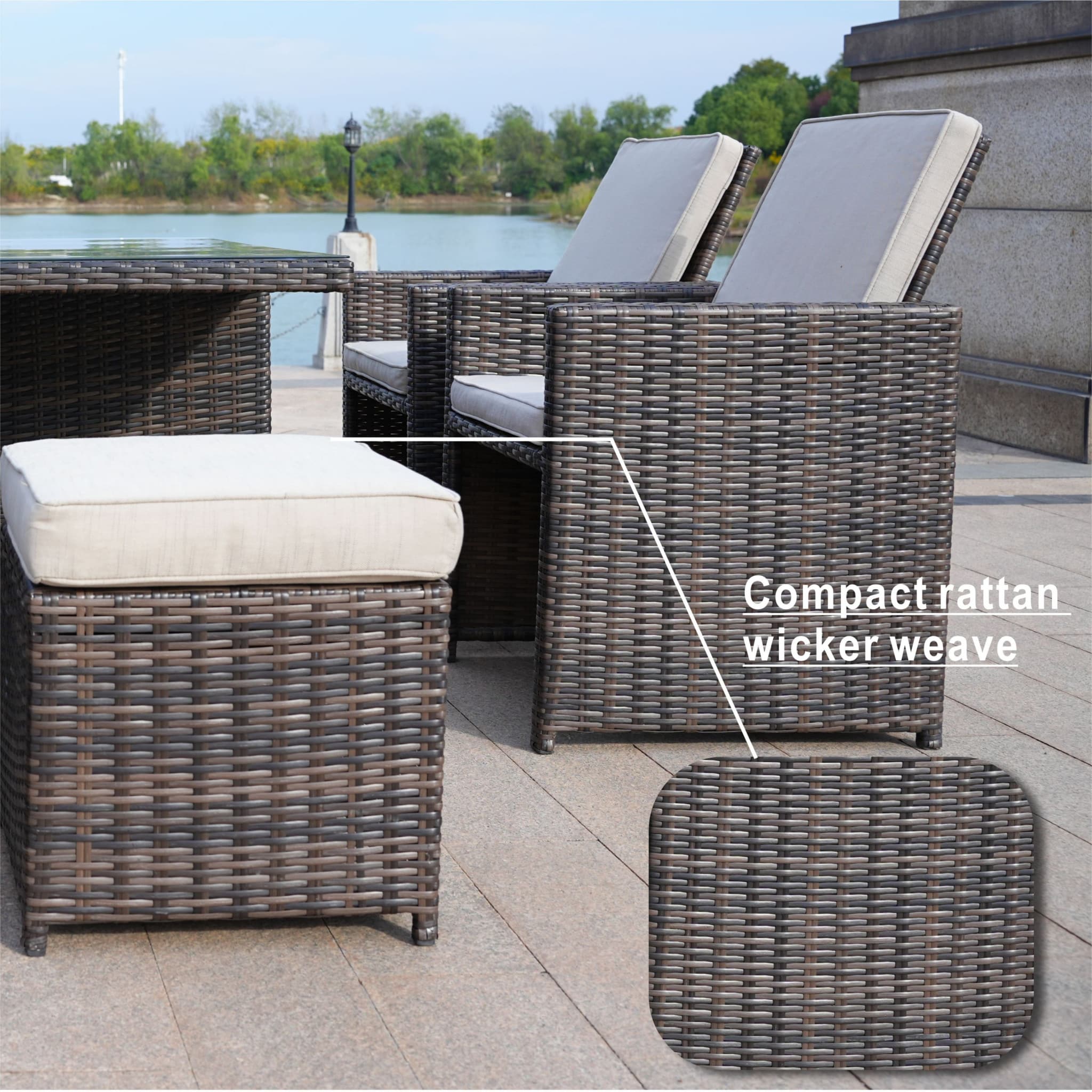 11 Piece Clear and Gray Glass Dining Set - Image 6
