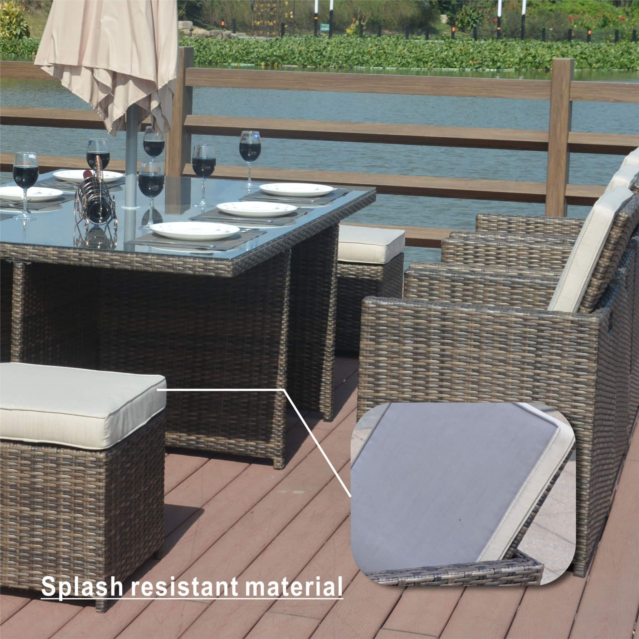 11 Piece Clear and Gray Glass Dining Set - Image 10