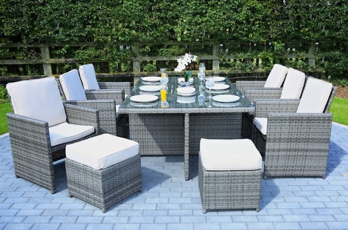 11 Piece Clear and Gray Glass Dining Set - Image 7