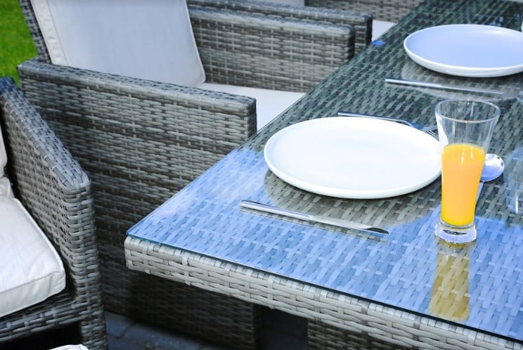 11 Piece Clear and Gray Glass Dining Set - Image 11
