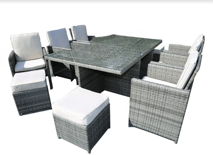 11 Piece Clear and Gray Glass Dining Set - Image 2