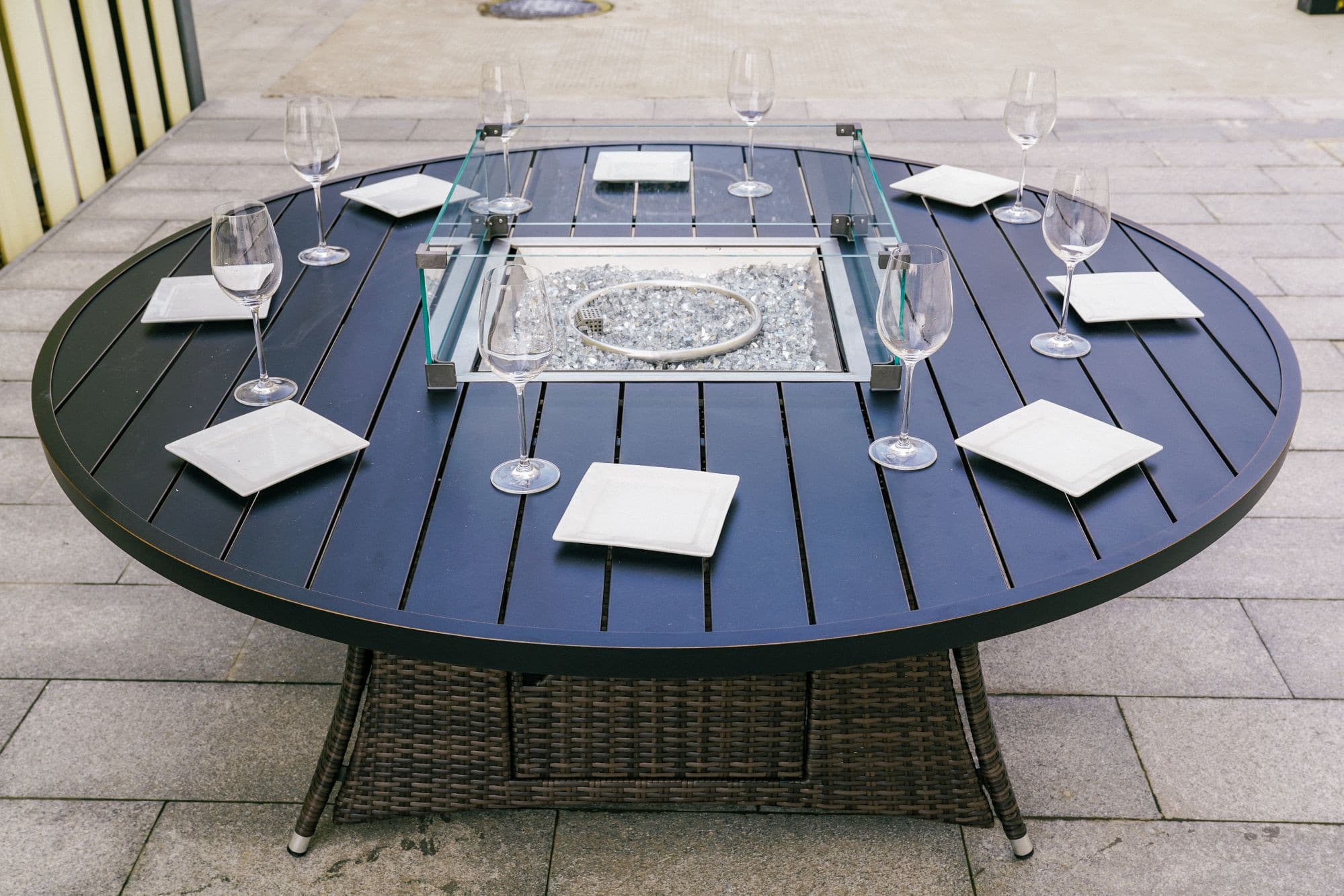 Brown Wicker Round Outdoor Fire Pit Dining Set With 8 Chairs - Image 6