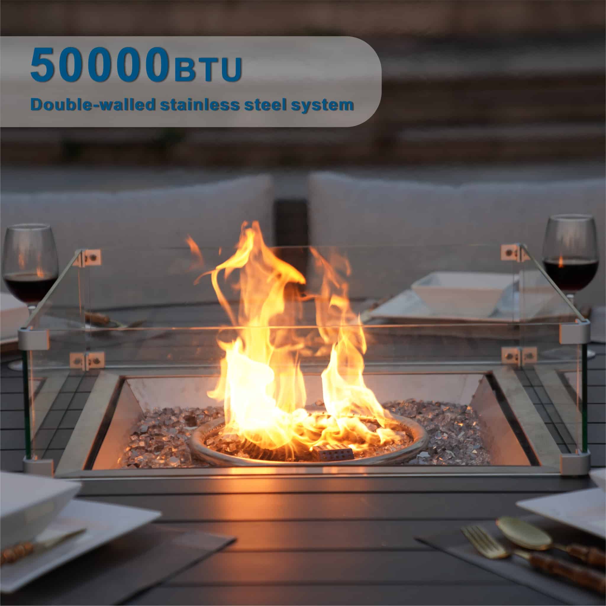 Brown Wicker Round Outdoor Fire Pit Dining Set With 8 Chairs - Image 8