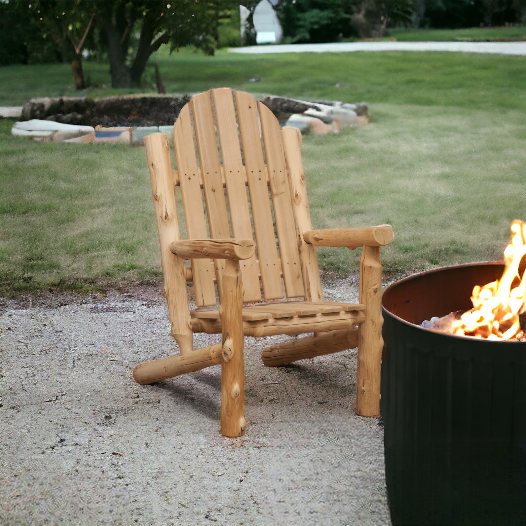 27" Natural Solid Wood Indoor Outdoor Arm Chair - Image 2