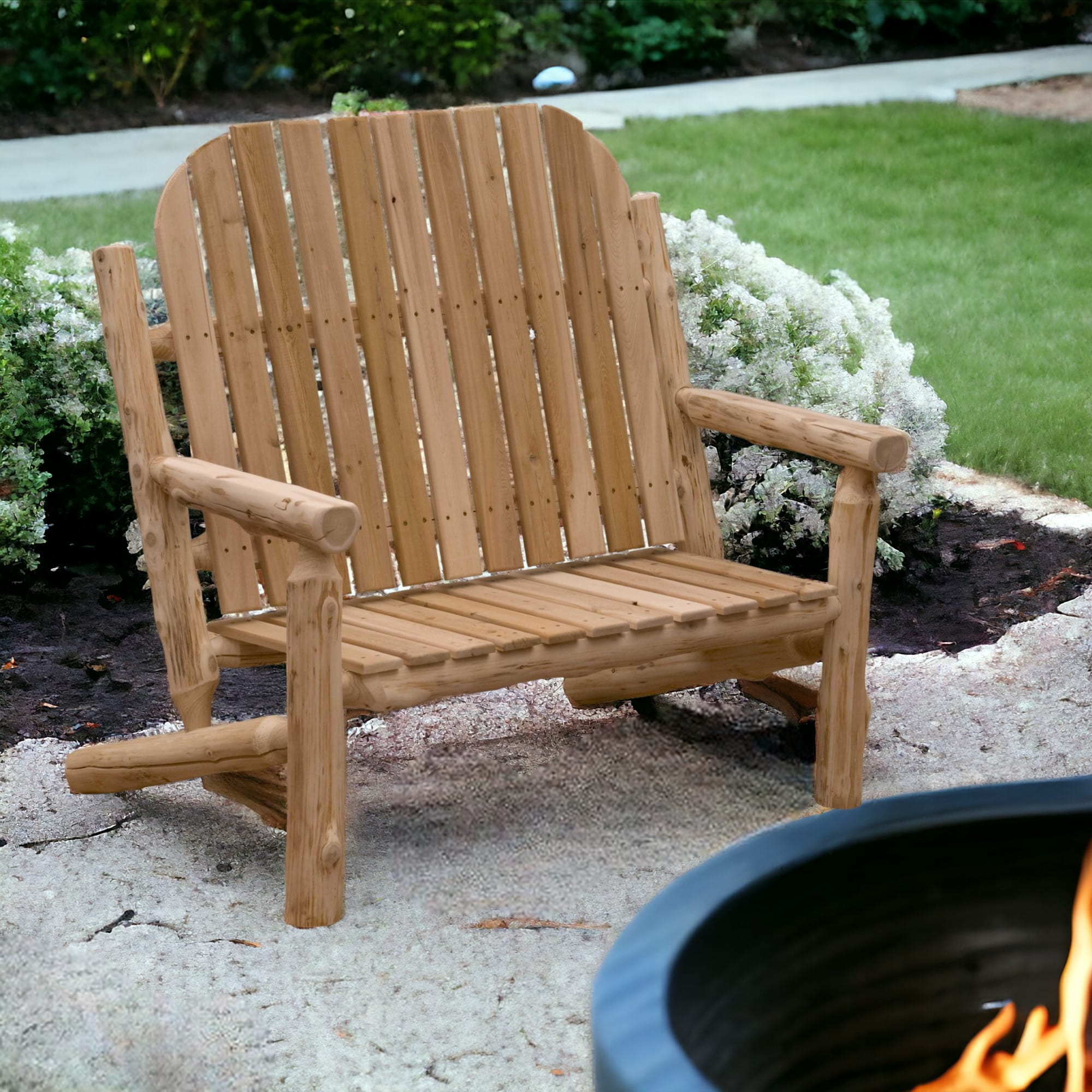 48" Natural Solid Wood Indoor Outdoor Arm Chair - Image 2