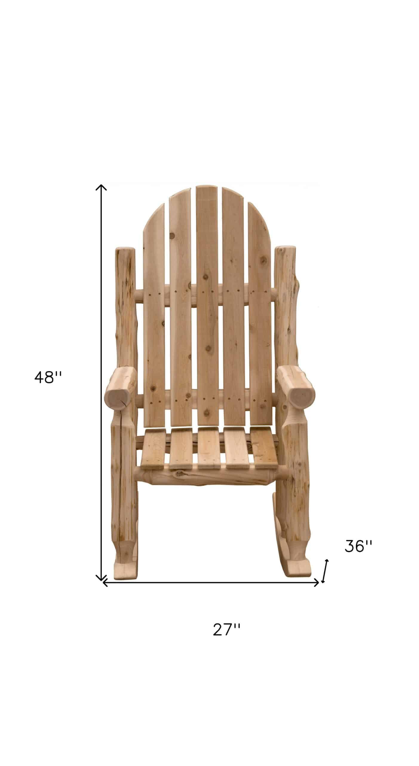 27" Natural Wood Solid Wood Indoor Outdoor Rocking Chair - Image 9