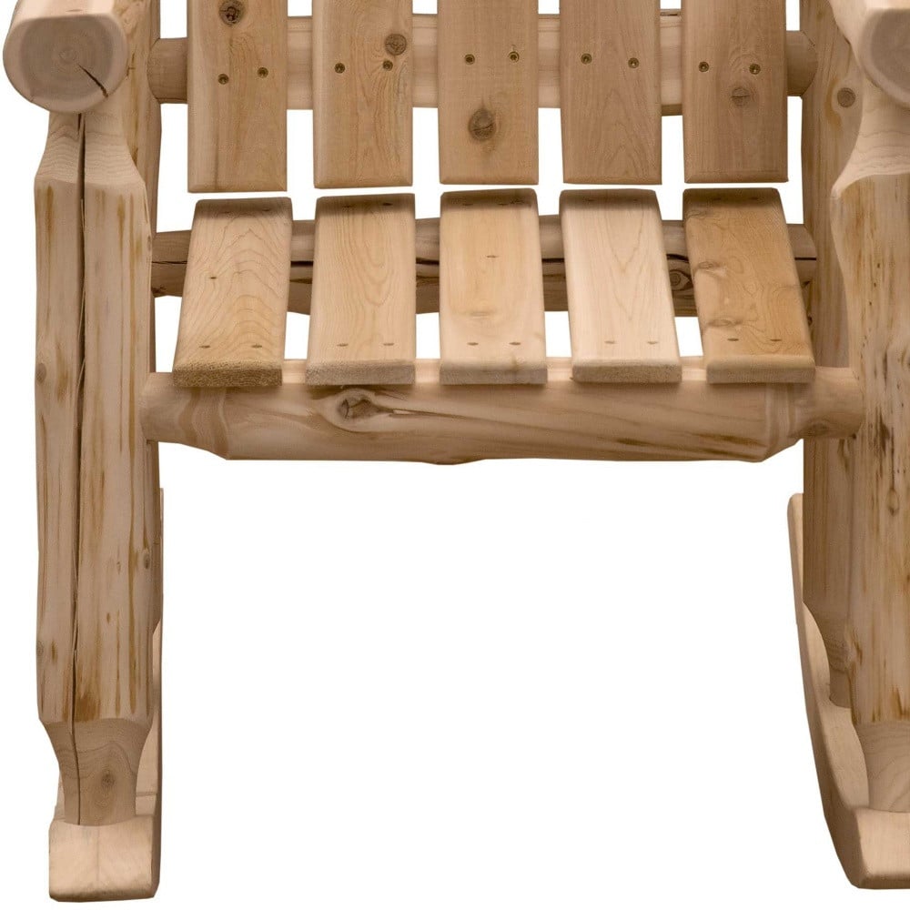 27" Natural Wood Solid Wood Indoor Outdoor Rocking Chair - Image 7