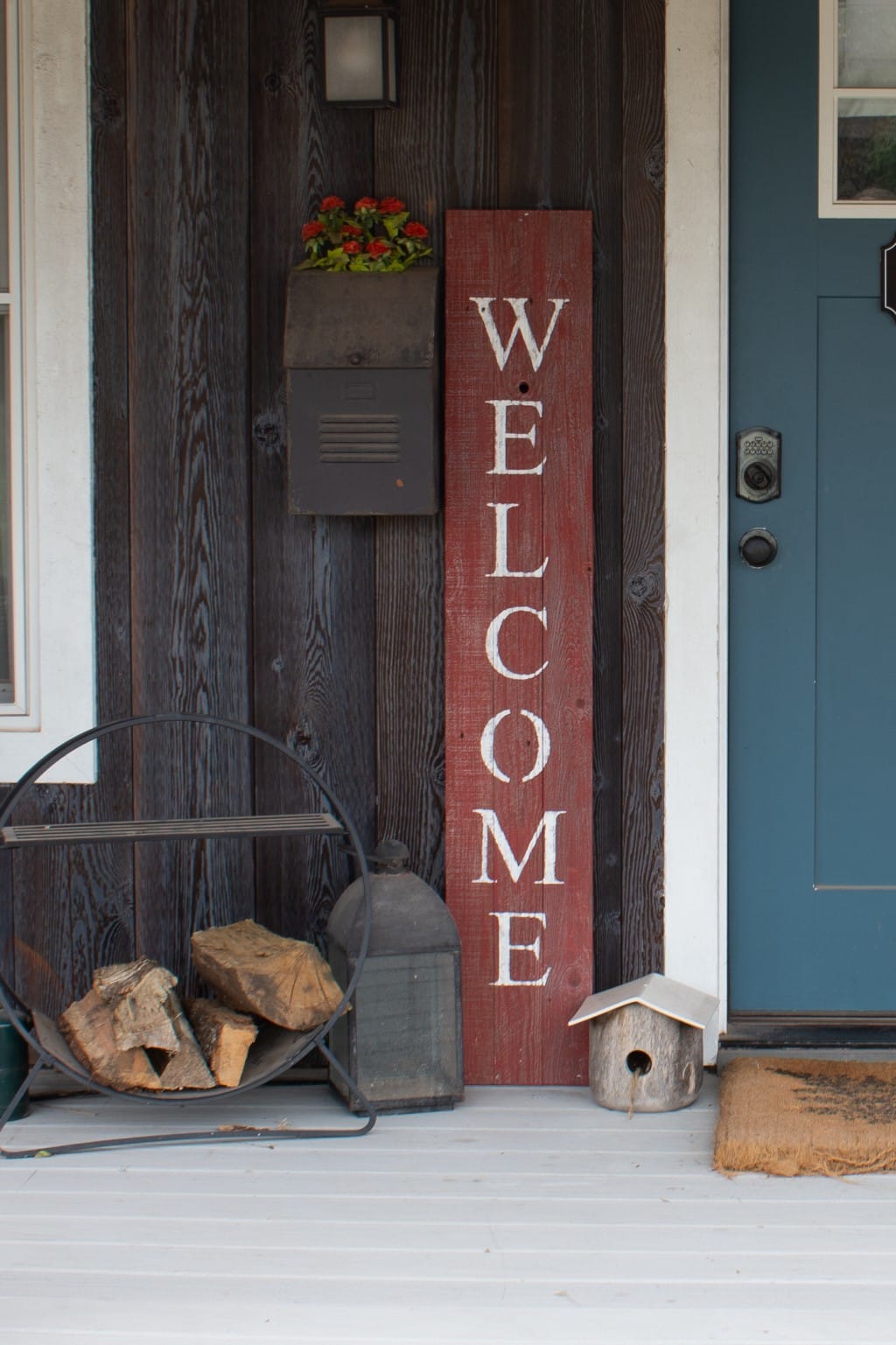 5" Rustic Red And White Front Porch Welcome Sign - Image 7
