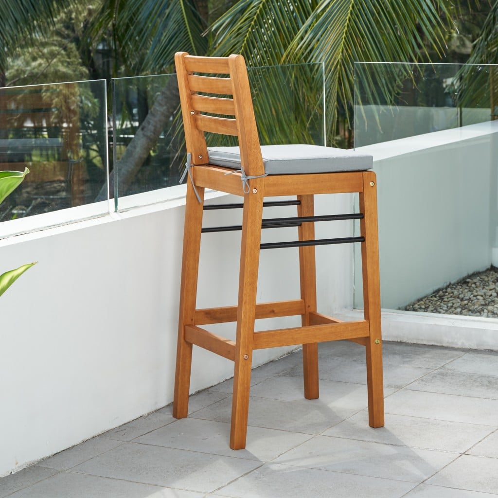 44" Low Back Indoor Outdoor Bar Height Chair With Footrest - Image 5