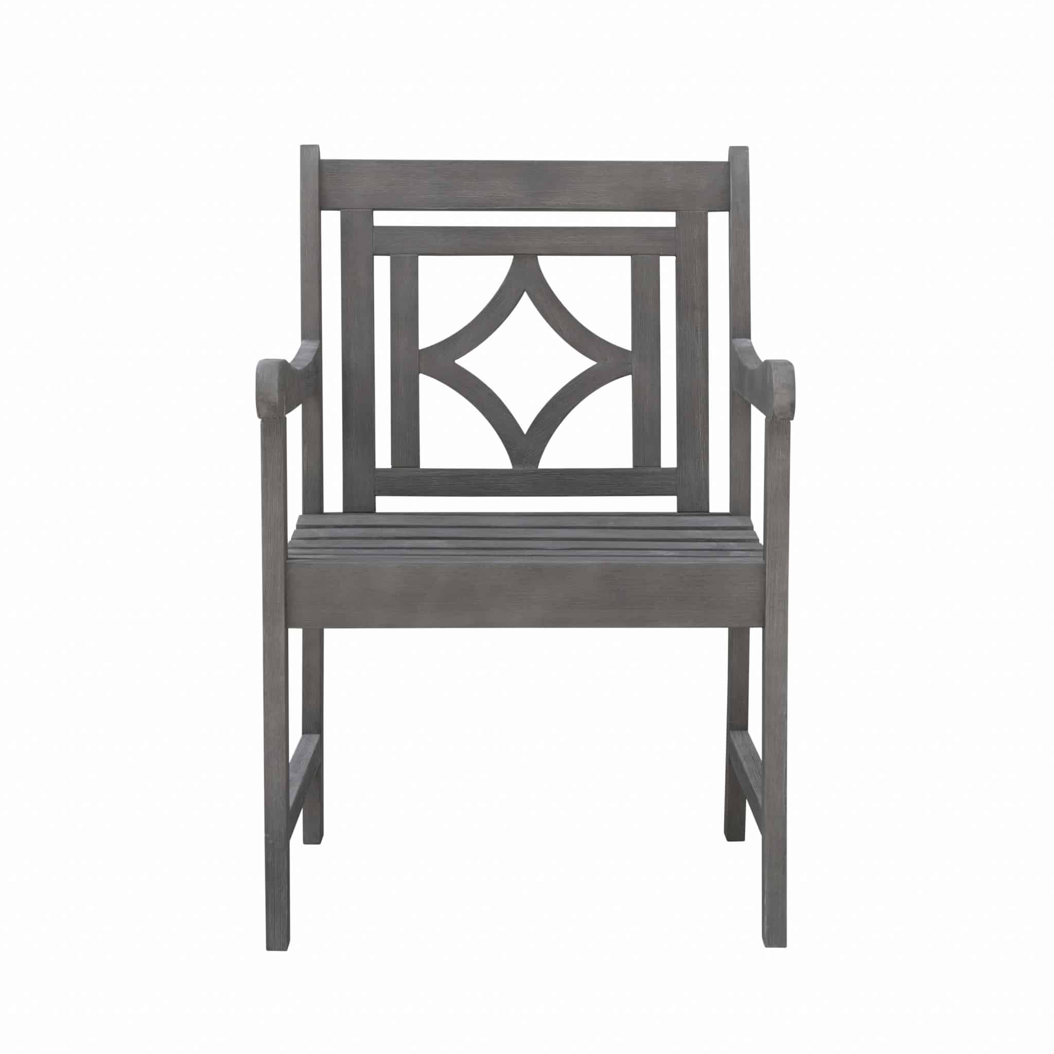 24" Gray Solid Wood Indoor Outdoor Arm Chair - Image 3