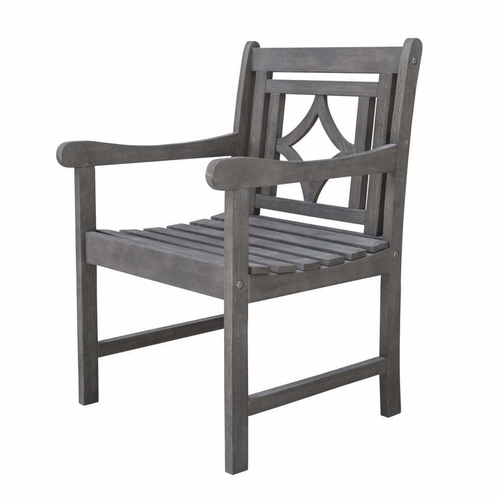 24" Gray Solid Wood Indoor Outdoor Arm Chair - Image 4