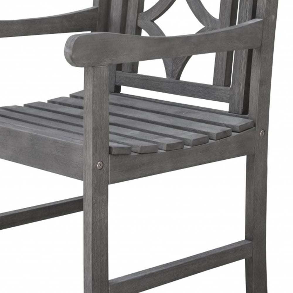 24" Gray Solid Wood Indoor Outdoor Arm Chair - Image 5