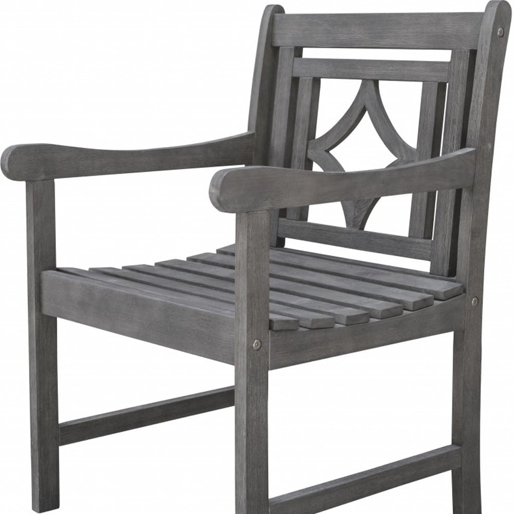 24" Gray Solid Wood Indoor Outdoor Arm Chair - Image 6