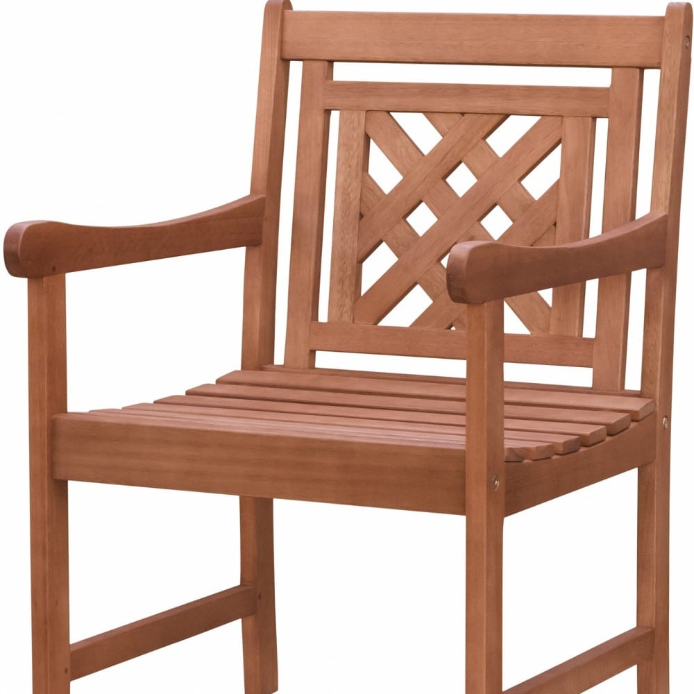 Brown Dining Armchair With Hatched Back - Image 7