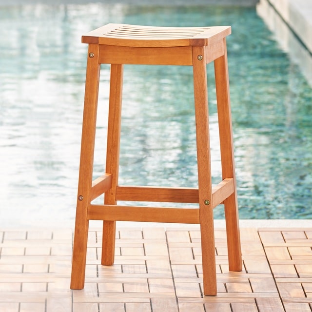 Natural Wood Patio Dining Stool - Image 4