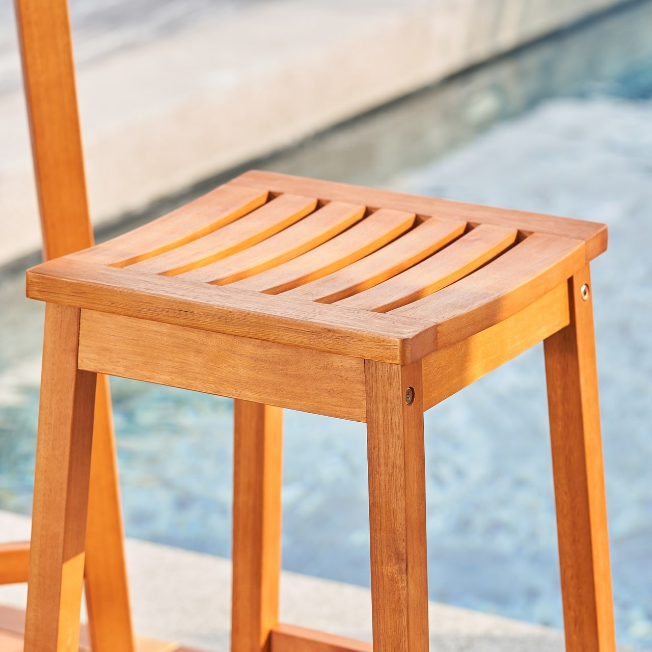 Natural Wood Patio Dining Stool - Image 6