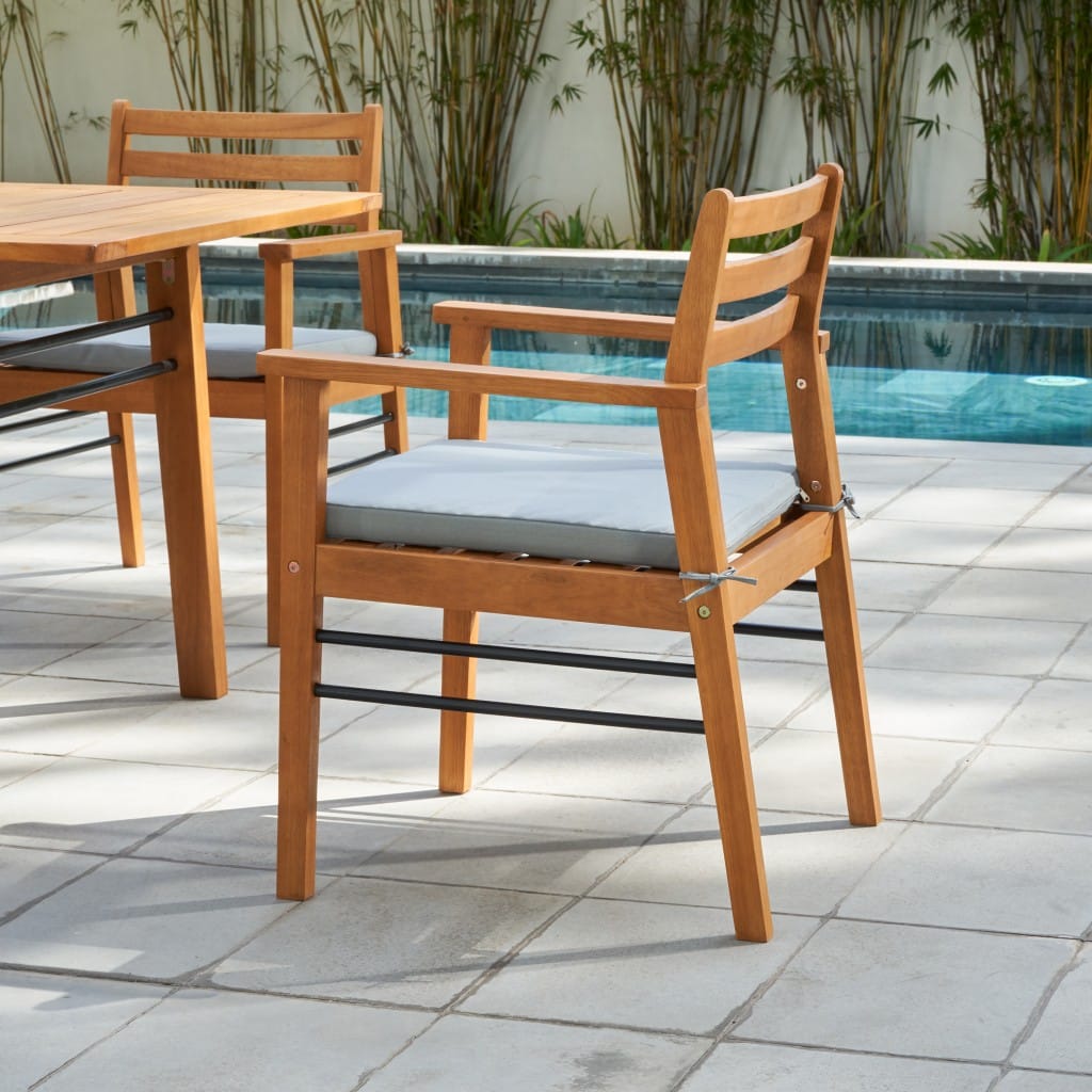 Light Wood Dining Chair With Metal Supports - Image 5