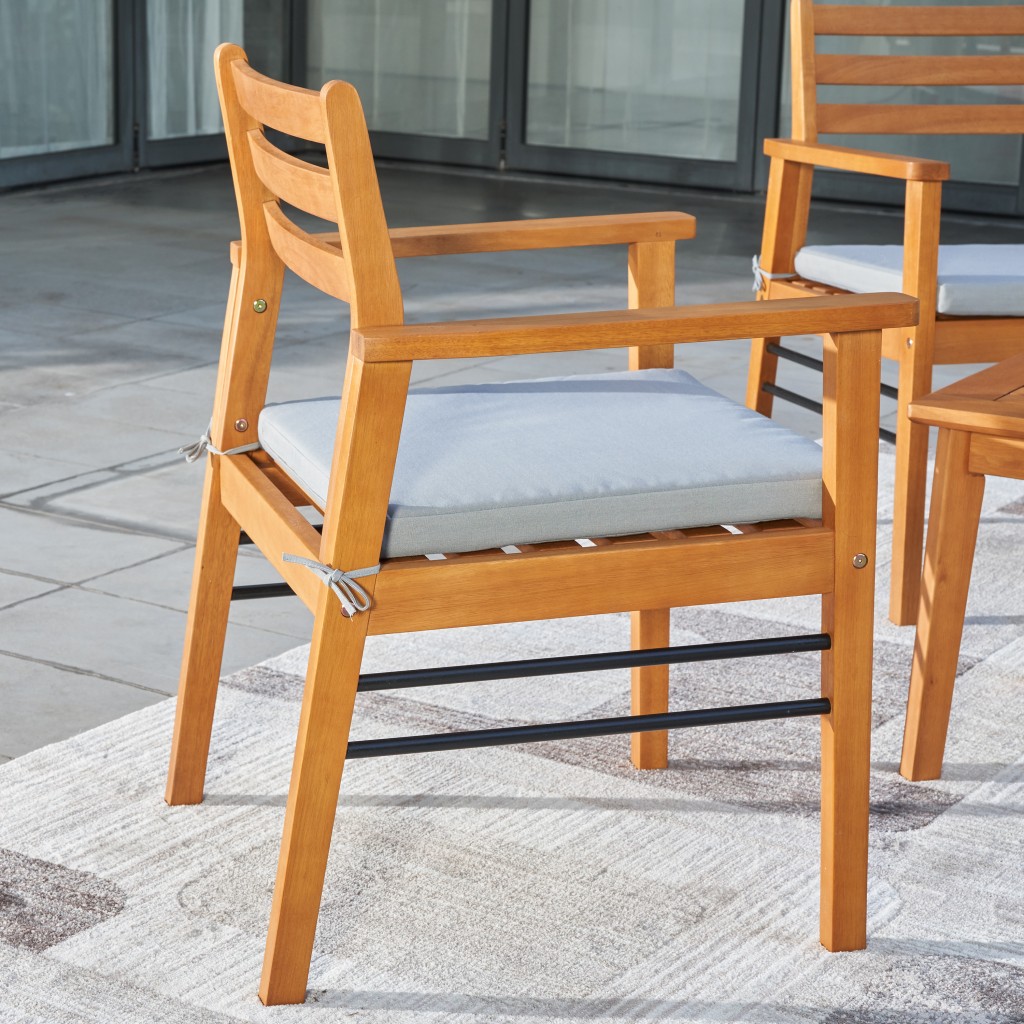 Light Wood Dining Chair With Metal Supports - Image 6