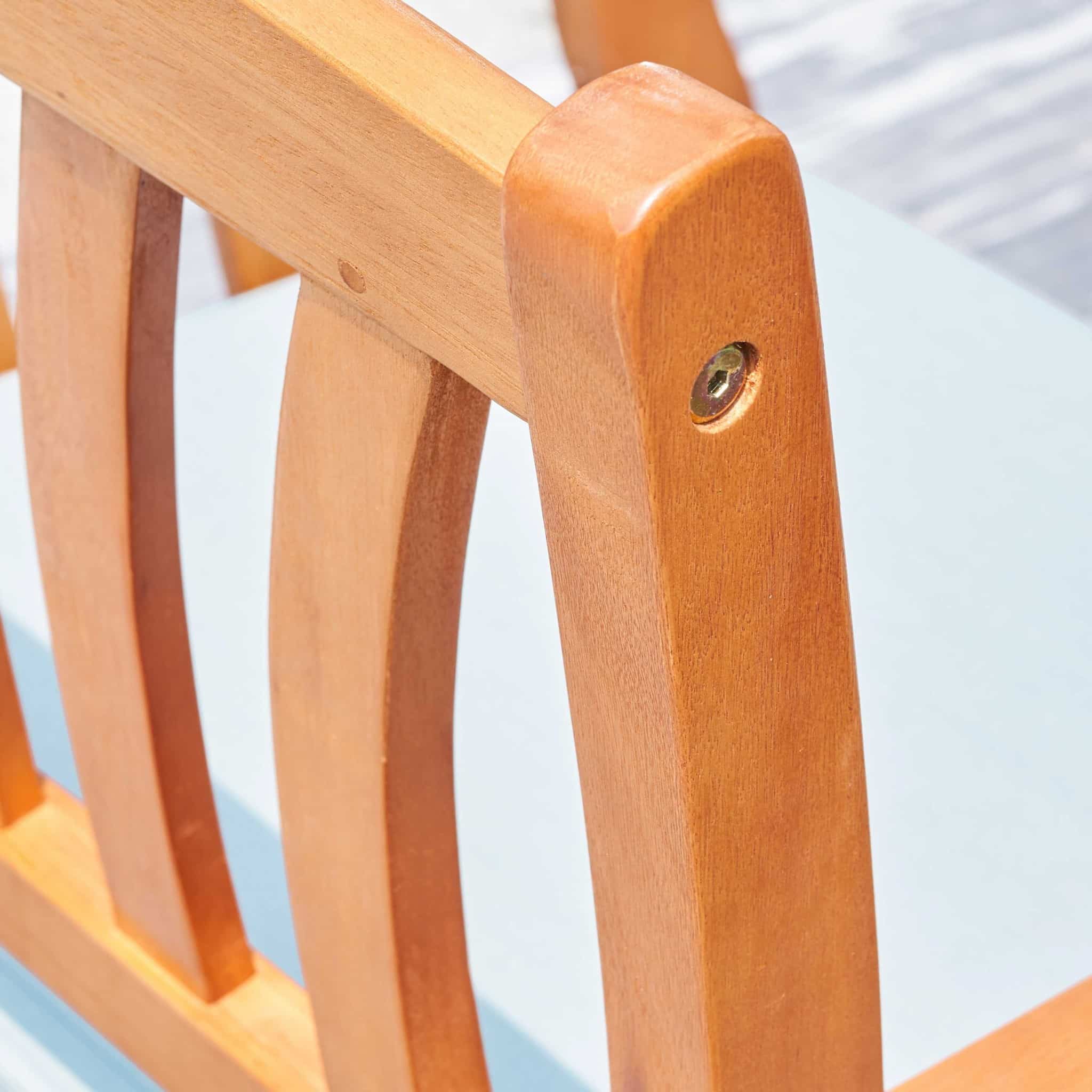 35" Natural Eucalyptus Slat Wood Outdoor Accent Chair with Aqua Cushion - Image 8