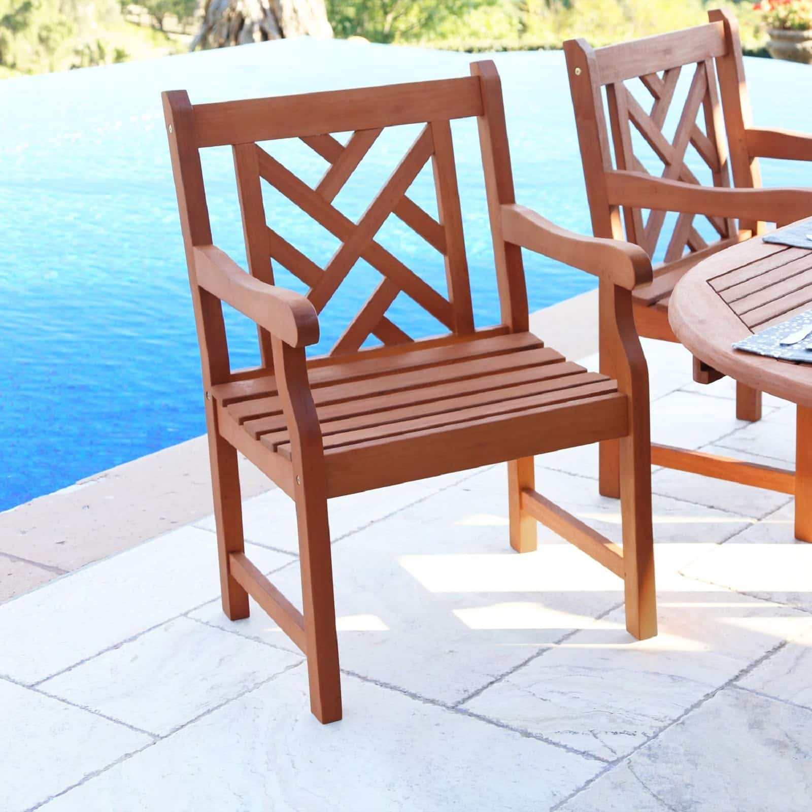 Brown Patio Armchair With Diagonal Design - Image 7