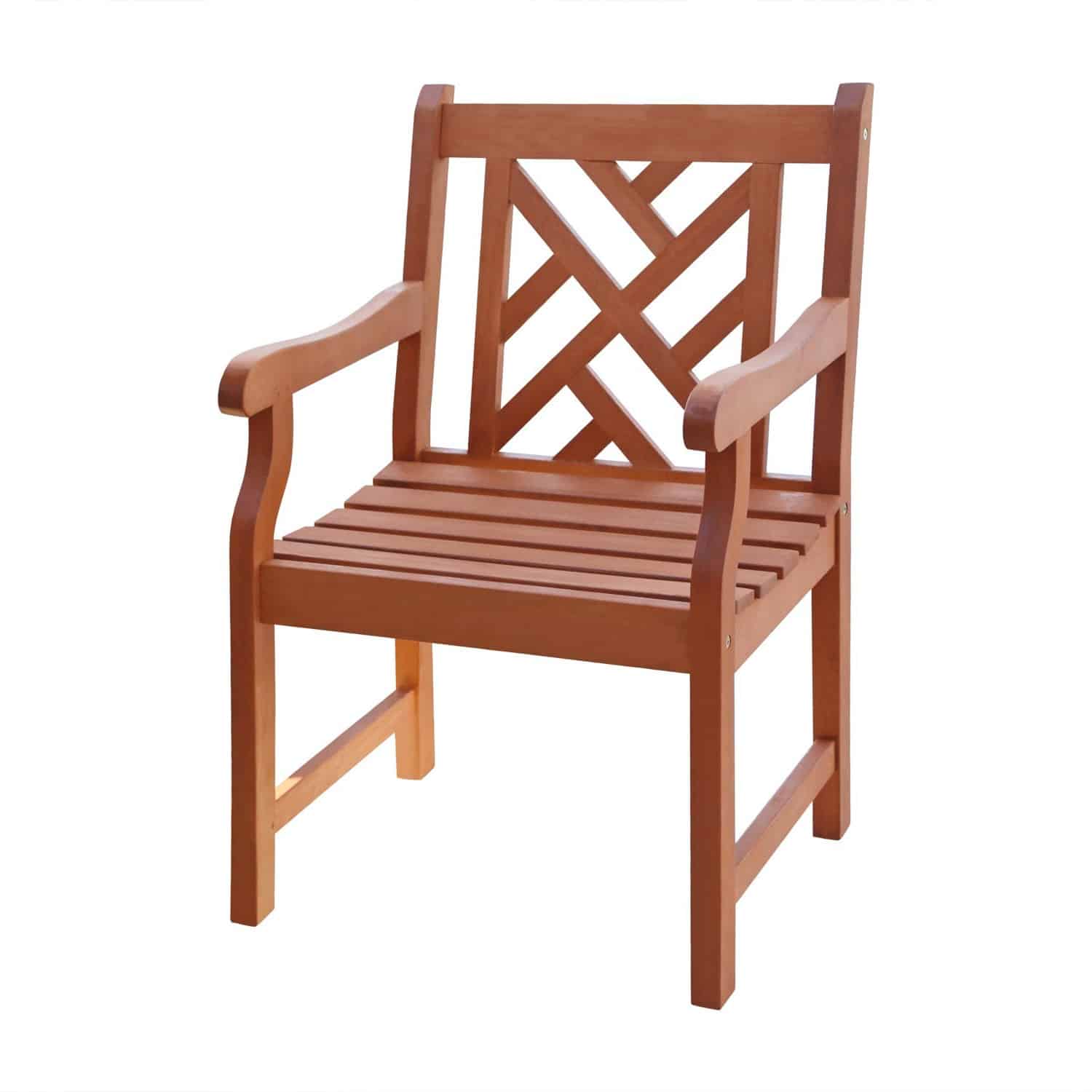 Brown Patio Armchair With Diagonal Design - Image 2