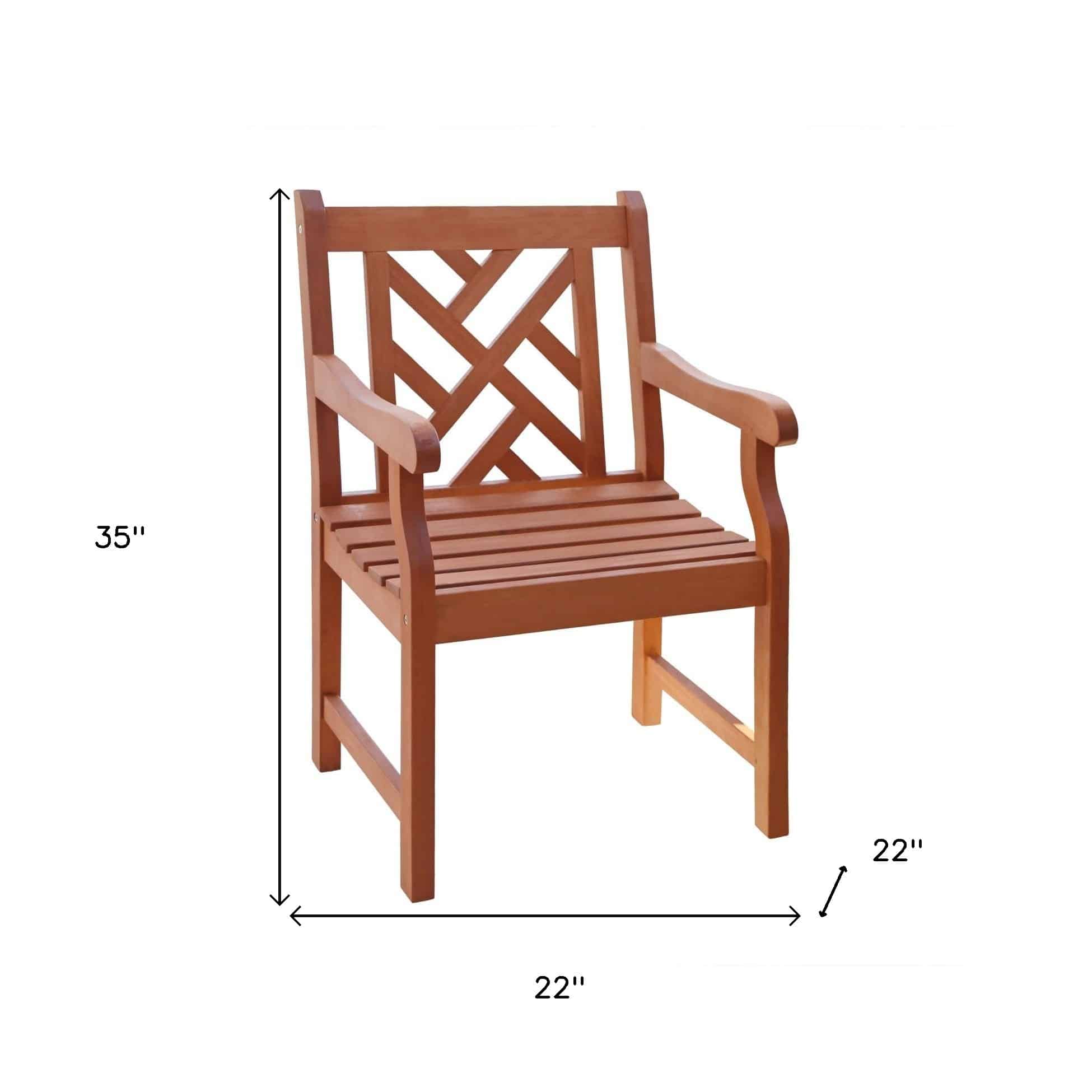 Brown Patio Armchair With Diagonal Design - Image 9