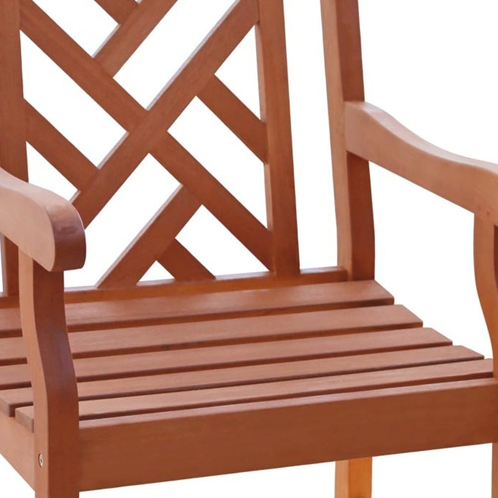 Brown Patio Armchair With Diagonal Design - Image 5