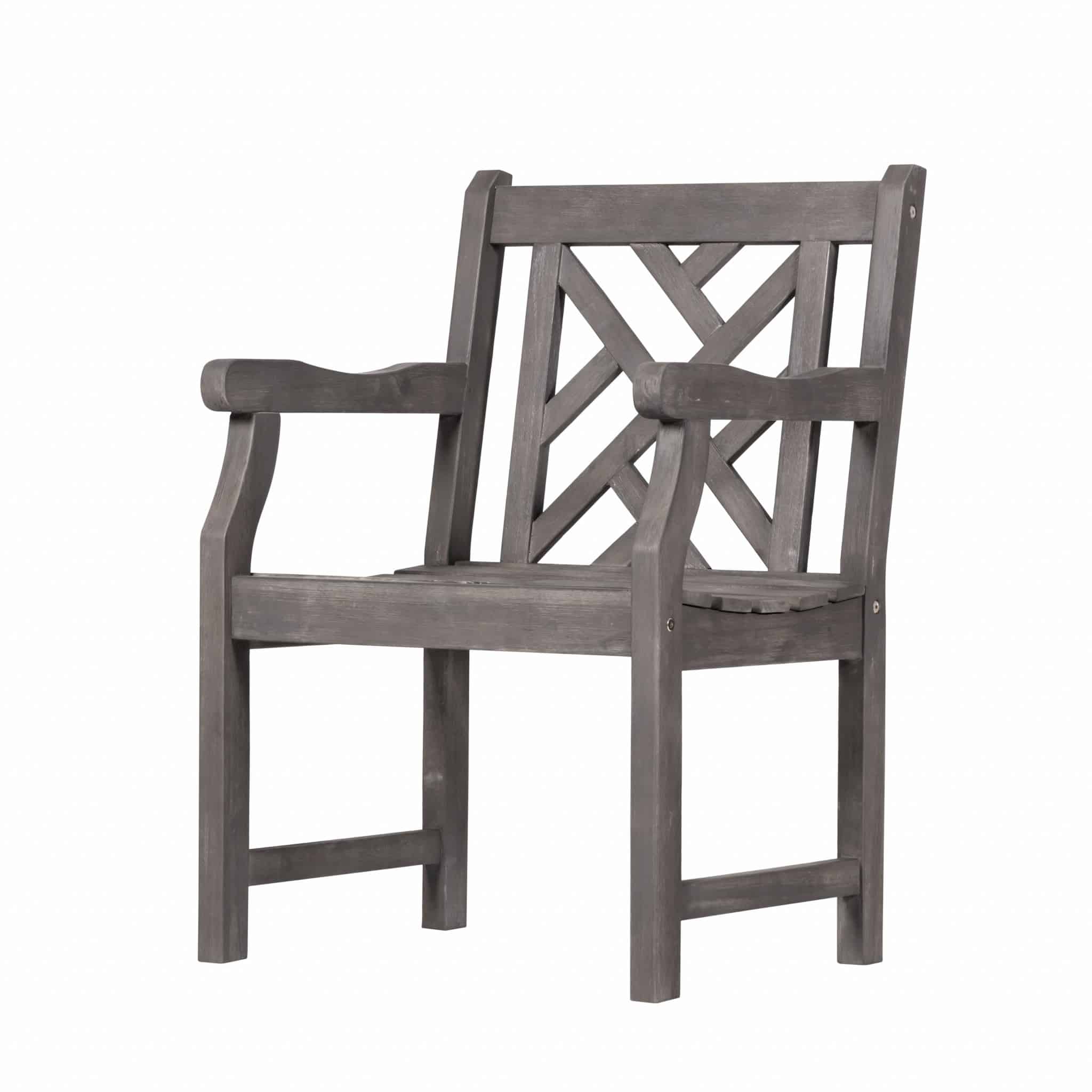 Distressed Patio Armchair With Diagonal Design - Image 3