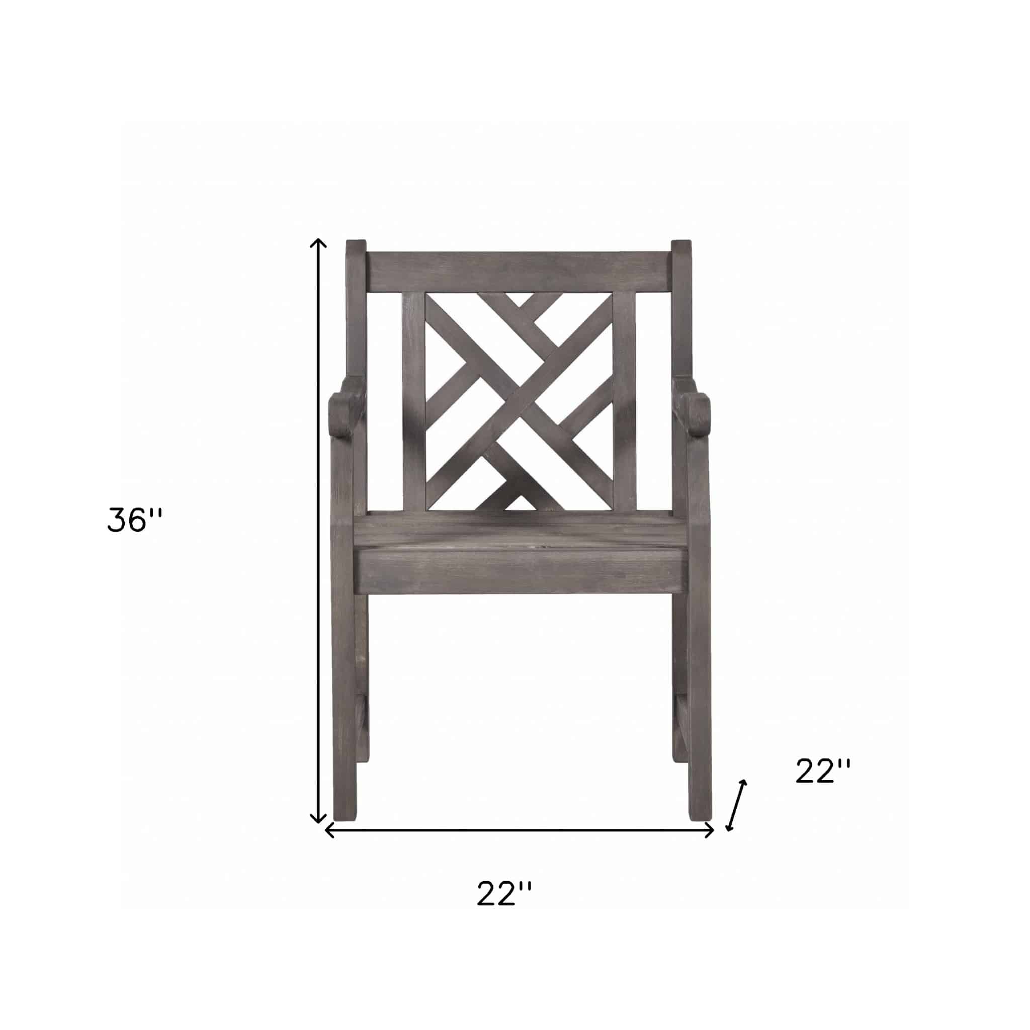 Distressed Patio Armchair With Diagonal Design - Image 7