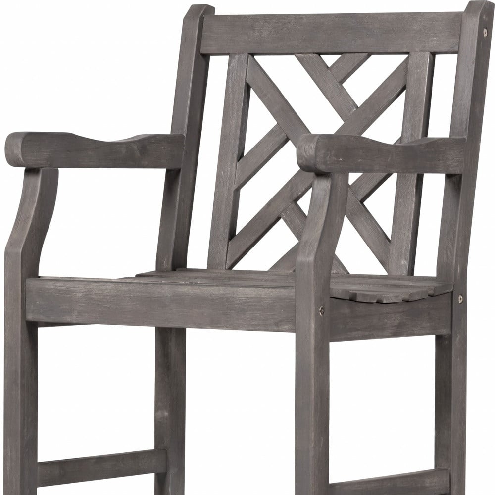 Distressed Patio Armchair With Diagonal Design - Image 6
