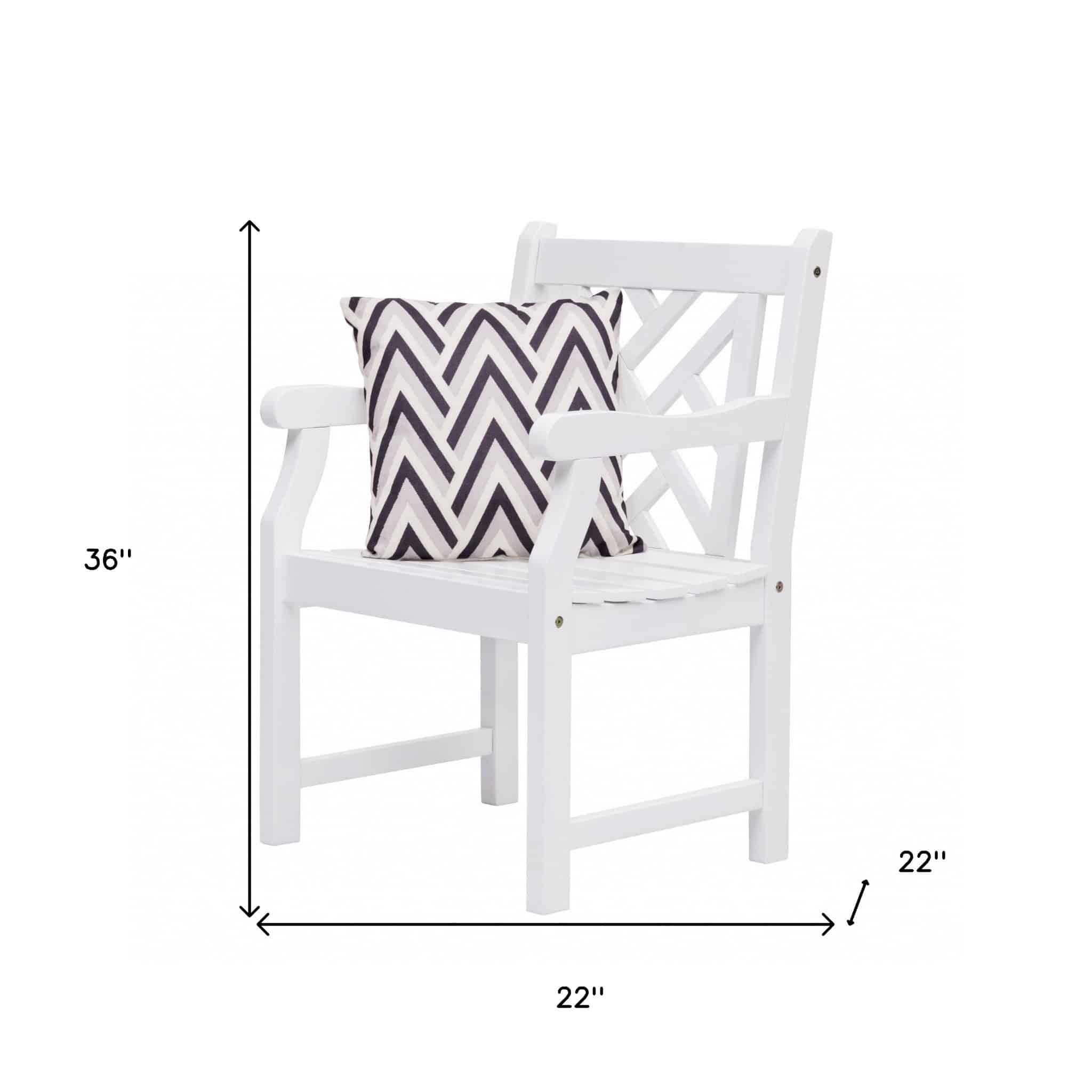 White Patio Armchair With Diagonal Design - Image 8