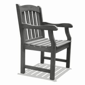 Distressed Patio Armchair With Horizontal Slats