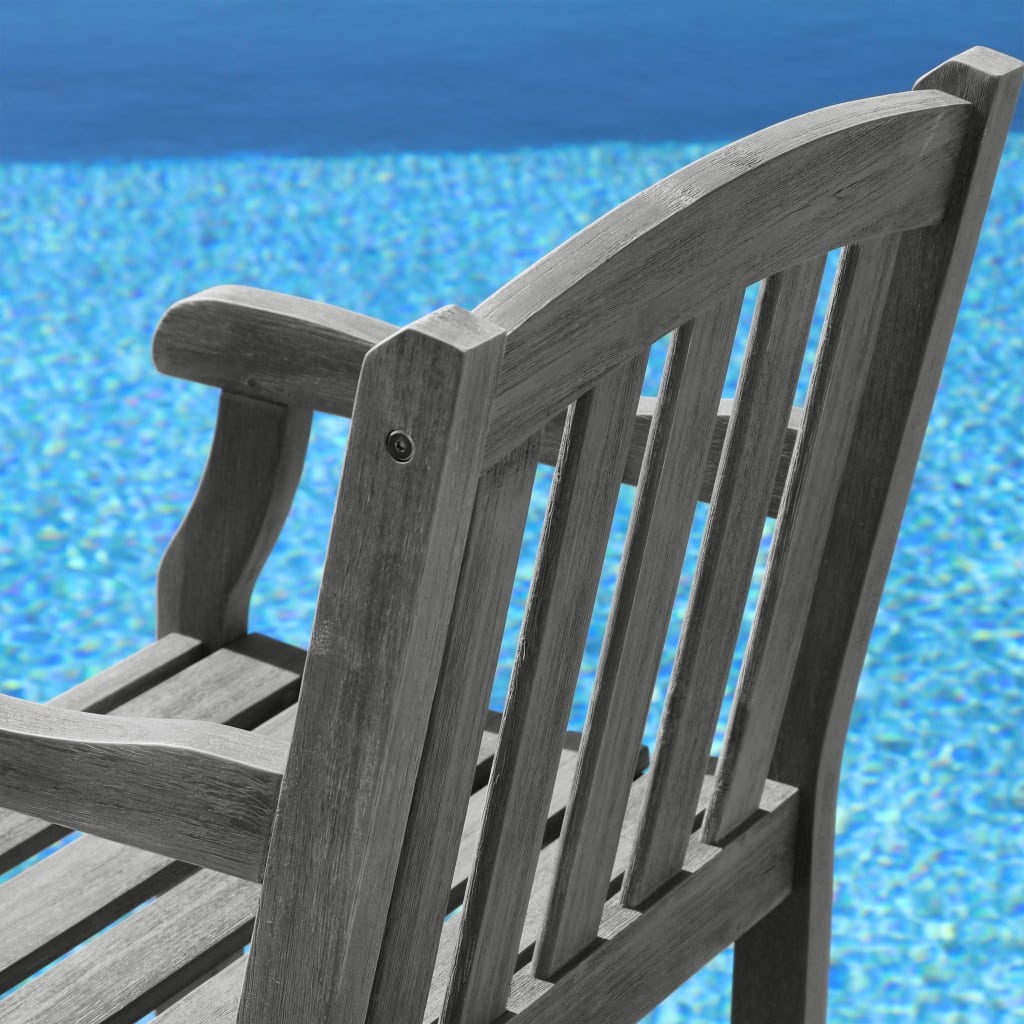 Distressed Patio Armchair With Horizontal Slats - Image 7
