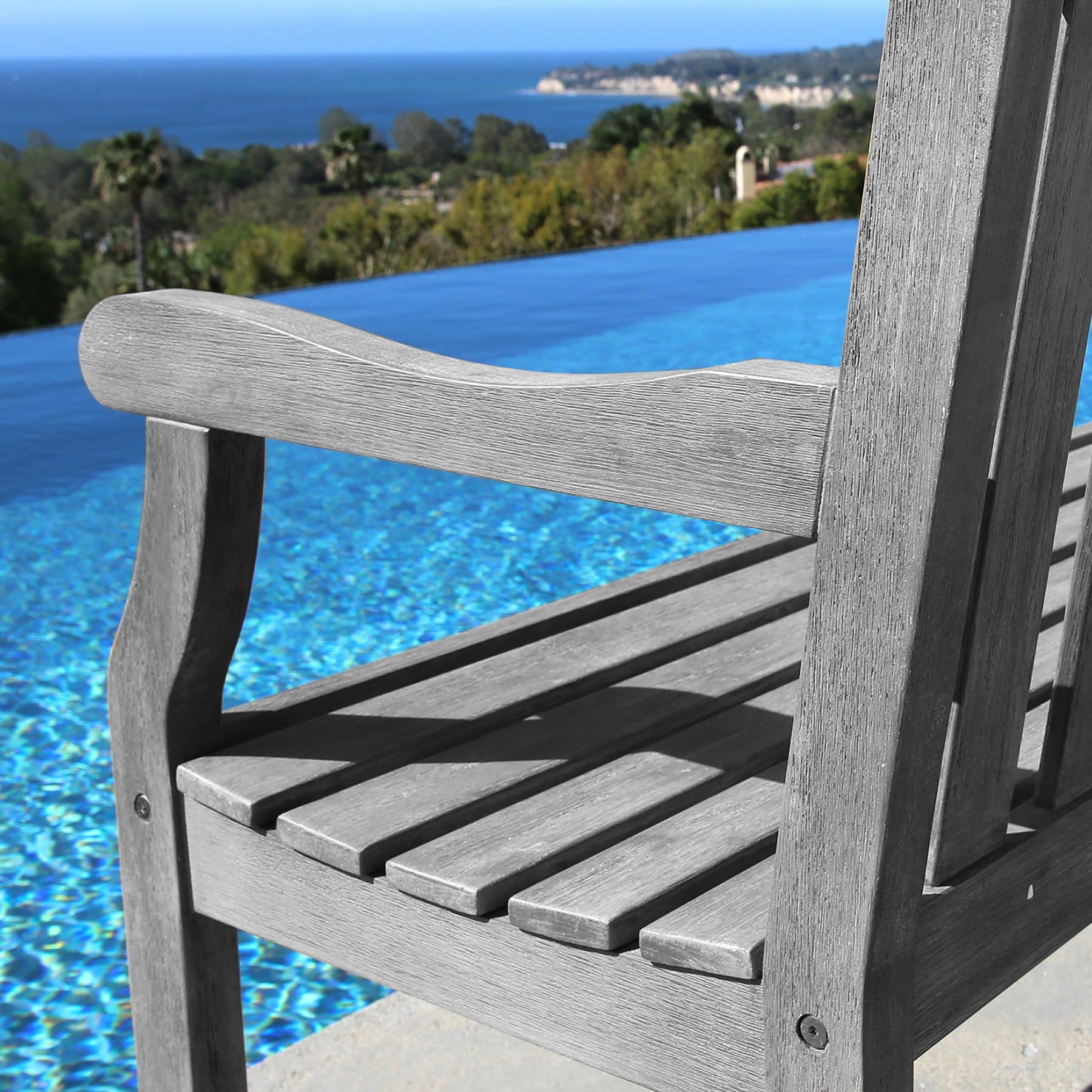 Distressed Patio Armchair With Horizontal Slats - Image 8
