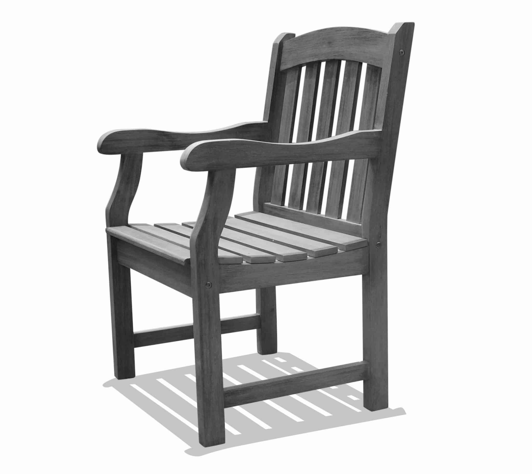 Distressed Patio Armchair With Horizontal Slats - Image 2