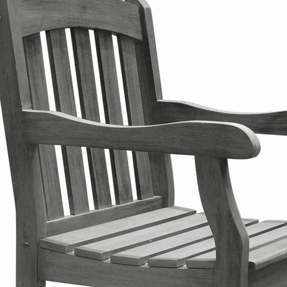 Distressed Patio Armchair With Horizontal Slats - Image 4